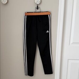 Adidas Kids Black Joggers with White Stripes